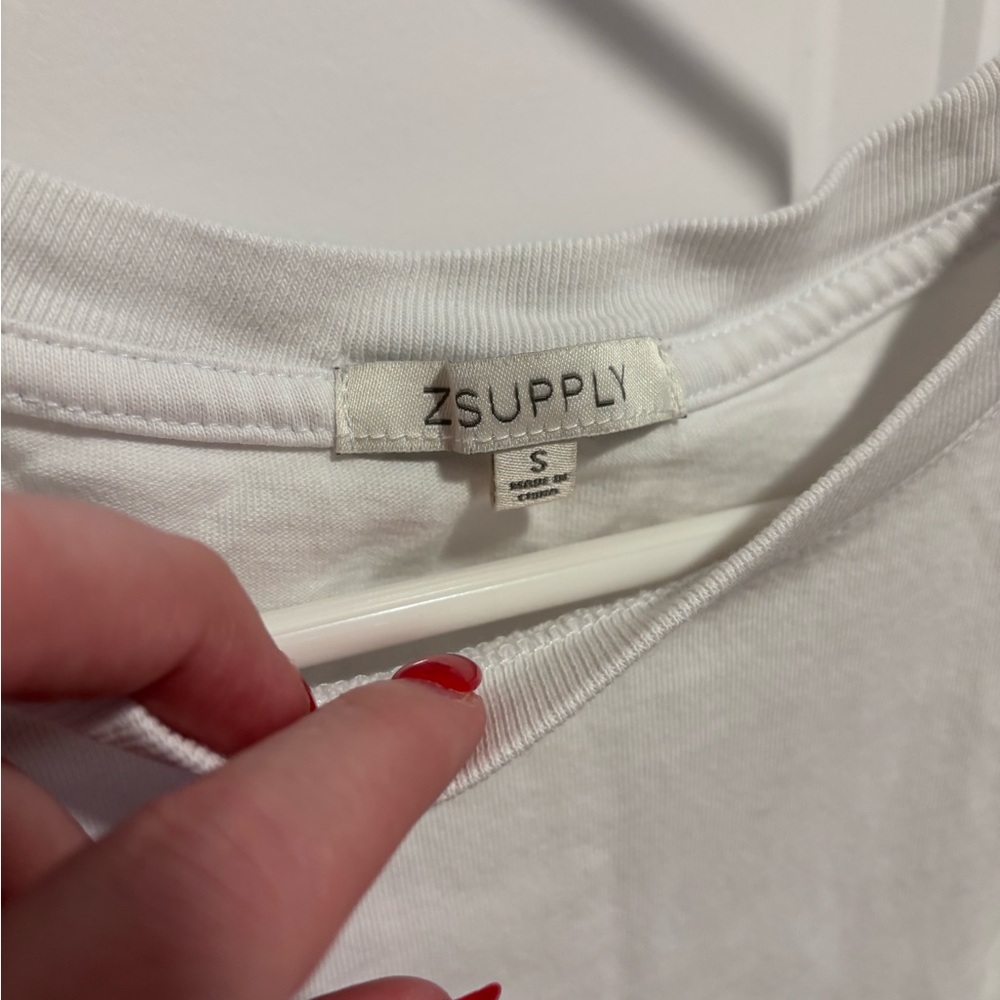 Z Supply Classic White Crop Muscle Tee - Picture 2 of 2